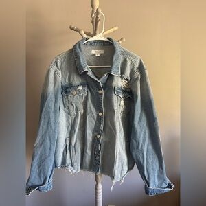 Zenana Outfitters Distressed Blue Denim Jacket